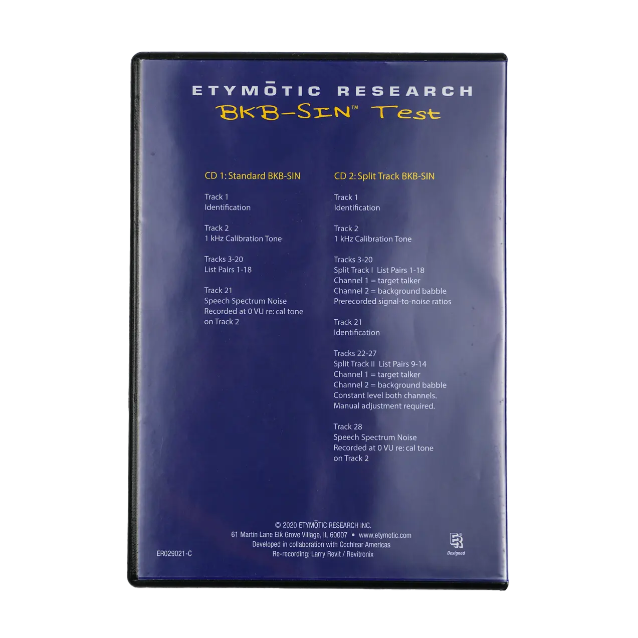 Etymotic BKB-SIN Speech-in-Noise Test CD