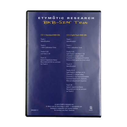 Etymotic BKB-SIN Speech-in-Noise Test CD